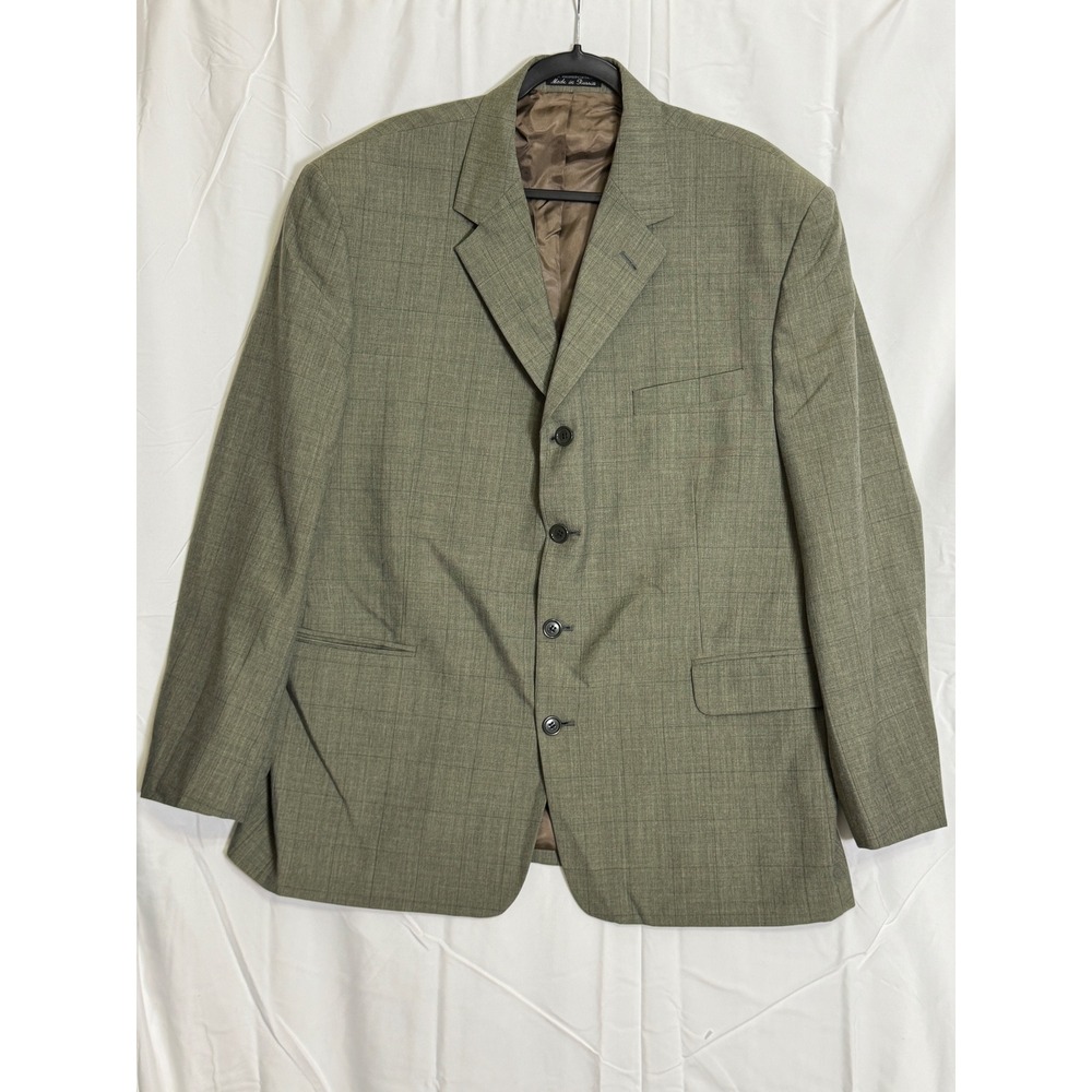Gianni Valente Collezionne Mens Blazer Wool Blend Plaid Check Gray Size‎ 46/117